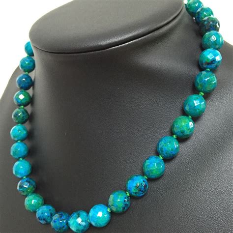 Jewelry 10mm Azurite Faceted Round Beads women diy Necklace 18 "-in Pendants from Jewelry ...