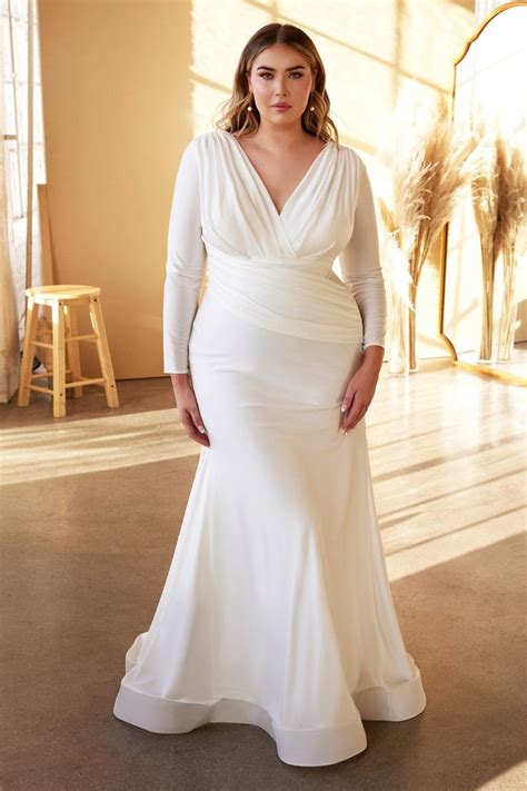 Teresa | V-Neck Satin Maxi Bridal Gown | Curvy wedding dress, Wedding ...