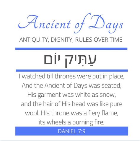 Ancient of Days - The name, Ancient of Days, that reminds us that He knows all and is in control ...