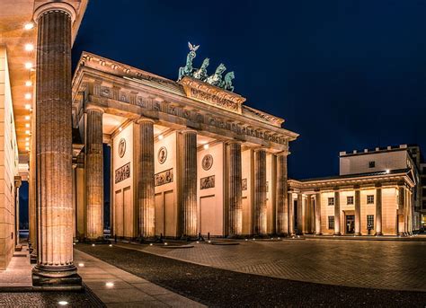 3840x2160px | free download | HD wallpaper: Brandenburg Gate, night, the city, Germany, lighting ...
