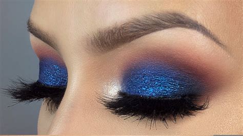 Blue glitter smokey eye makeup tutorial - YouTube