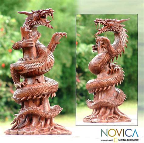 Carved Wooden Dragon from Novica | Dragon sculpture, Dragon crafts ...