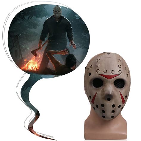 Hot game Friday the 13th Mask Cosplay Jason Butcher Masks Terror Horror Resin Adult Halloween ...