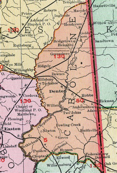 Caroline County, Maryland, Map, 1911, Rand McNally, Denton, Greensboro ...