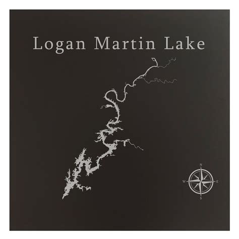 Logan Martin Lake Map 12x12" Black Metal Wall Art Office Decor Gift Engraved Alabama - Walmart ...