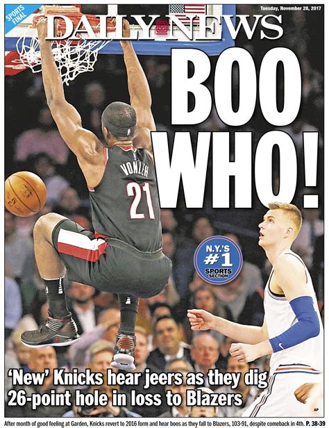 NY Daily News Sports on Twitter: "Today's back page: @nyknicks regress ...