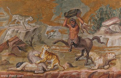 Centaur, Centauress & Tiger - Ancient Greco-Roman Mosaic