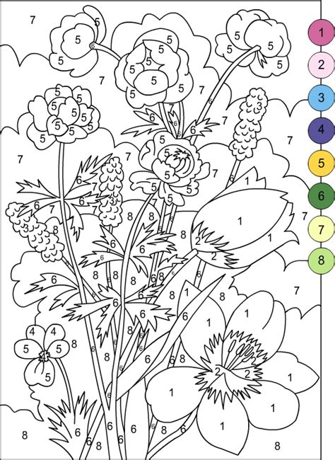 Nicole's Free Coloring Pages: COLOR BY NUMBERS * FLOWERS coloring page