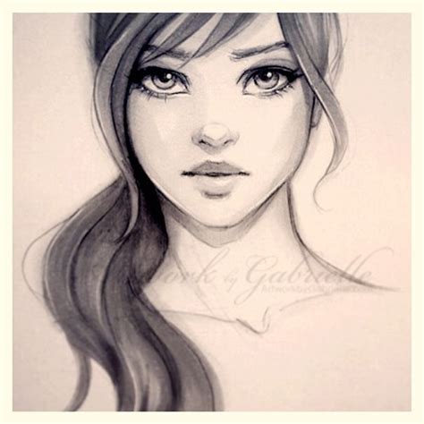 cute drawings of girls with long hair | Girl face drawing, Fashion drawing sketches, Sketches