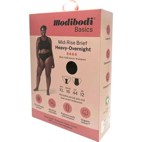 Modibodi Mid Rise Period Underwear Heavy - Overnight Size 16 Each | Woolworths