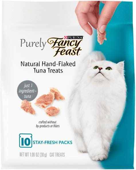 FANCY FEAST Purely Natural Hand-Flaked Tuna Cat Treats, 1.06-oz pouch - Chewy.com