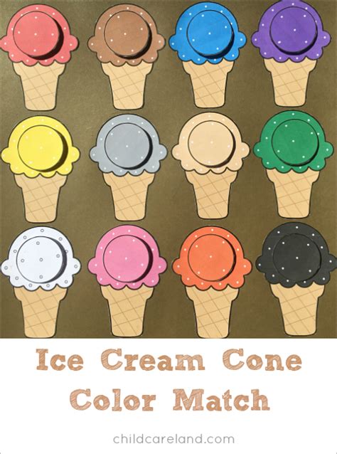 Ice Cream Cone Color Match | Preschool colors, Preschool activities, Color activities