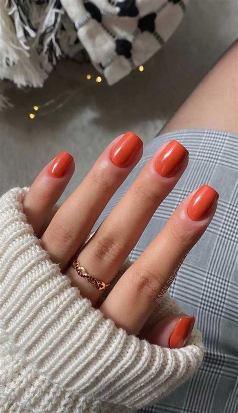 32 Prettiest Autumn Nail Art Designs : Orange Autumn Short Nails