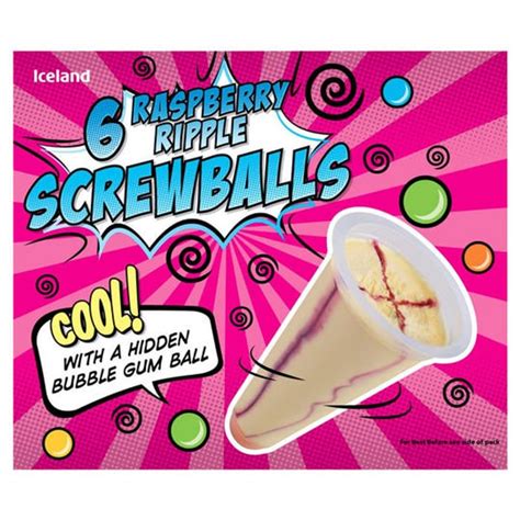 Cheap! Iceland 6 Raspberry Ripple Screwballs with a Hidden Bubble Gum Ball 600ml, £1 at Iceland