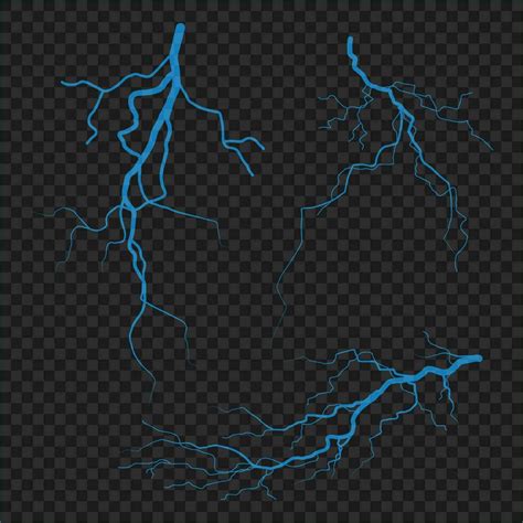 Blue lightning collection vector elements on a dark background ...