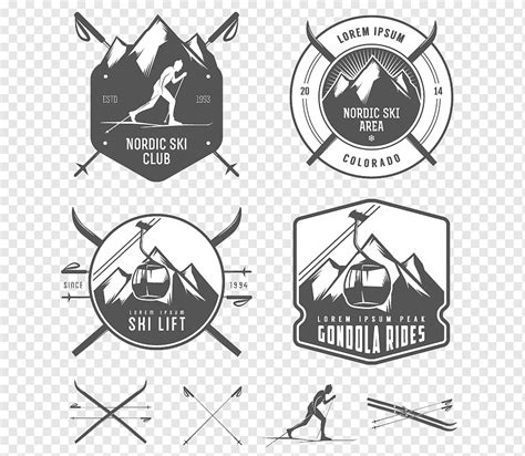 Alpine skiing Logo, ski, angle, label, monochrome png | PNGWing