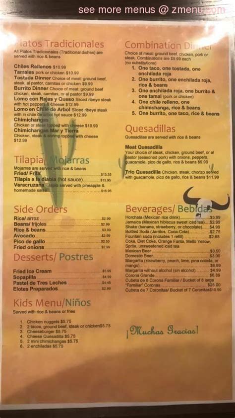 Online Menu of Dos Caminos Restaurant, Casco, Wisconsin, 54205 - Zmenu