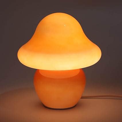HEQET Mushroom Lamp Orange Glass Mushroom Table Lamp for Bedrooms ...