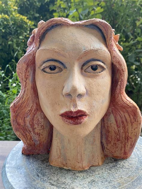 Clay Sculpture Art, Gift Ceramic Woman Vase Decorative Object, Garden Structures Sculpture ...
