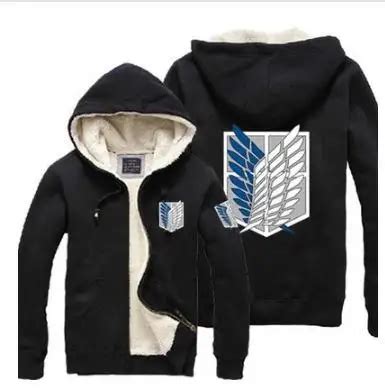 NEW anime Attack on Titan Freedom Wings printing Polyester sherpa men winter jacket coat velvet ...