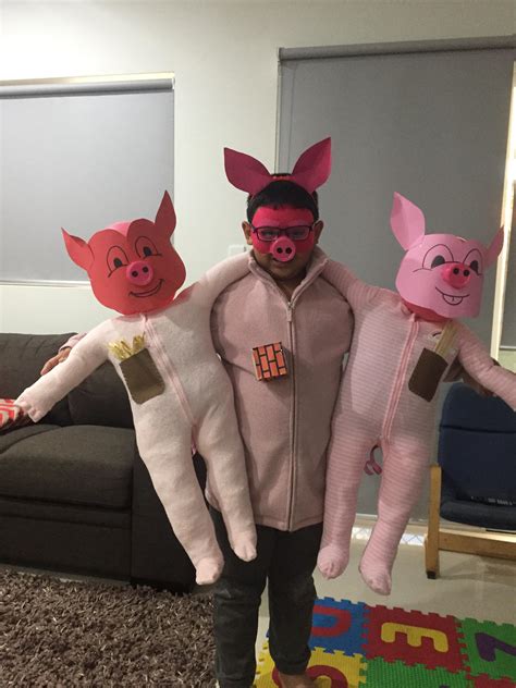 Our son wanted a Three Little Pigs costume for bookfair. We obliged. : r/pics