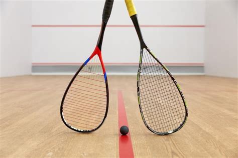 Premium Photo | Closeup squash game racquet and ball training equipment