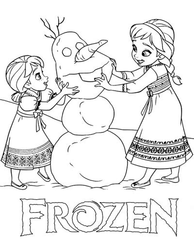 Elsa and Anna as children new Frozen coloring page