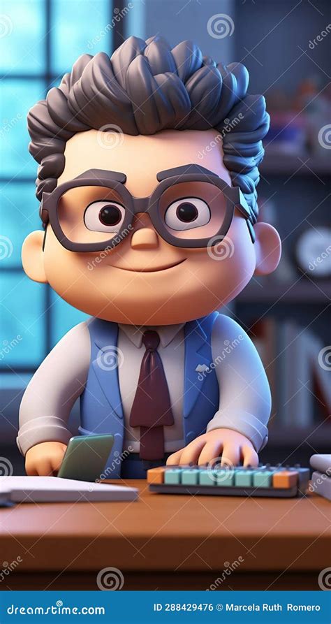 Smiling Businessman Character at Office. AI Generated Stock Photo - Image of adult, cartoon ...