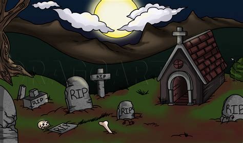 How To Draw A Graveyard, Step by Step, Drawing Guide, by Dawn - DragoArt