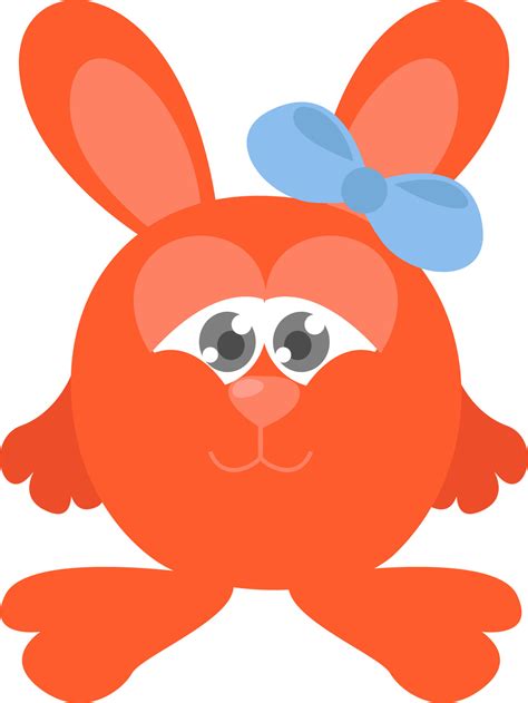 Orange bunny with a blue bow,illustration,vector on white background ...