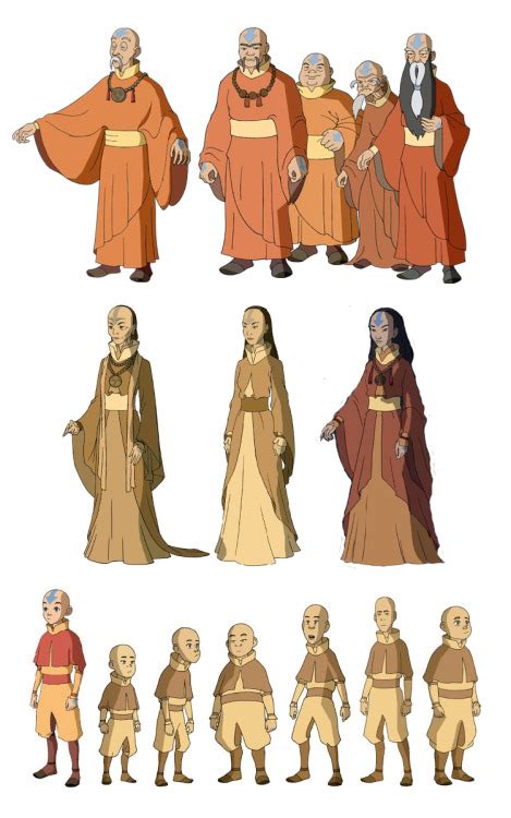 The Cultures of Avatar: The Last Airbender | All the Air Nomads ever shown in ATLA. Row 1 ...