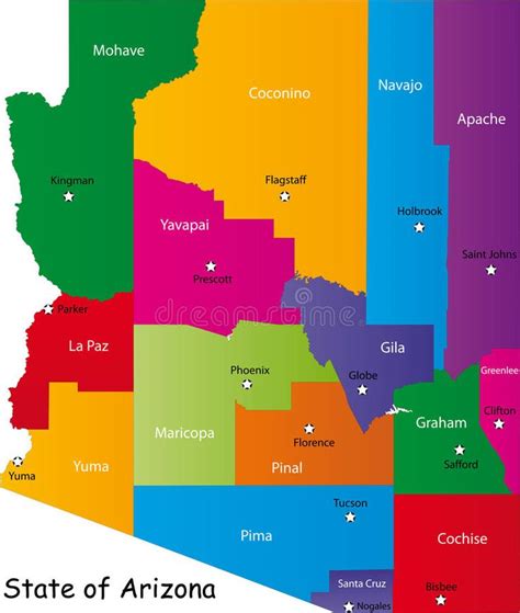 State of Arizona. Map of Arizona state designed in illustration with the countie , #AFF, #state ...