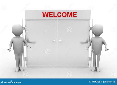 3d People - Man, Person Welcoming in Front of a a Door Stock ...