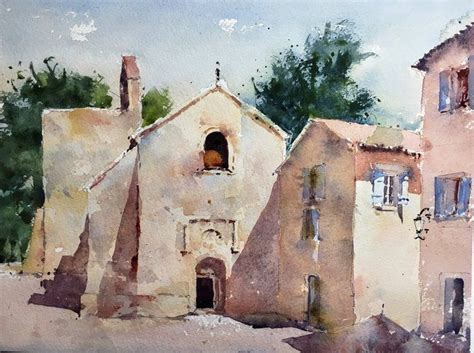 French village, late afternoon — Michele Clamp Art Watercolor Paintings ...