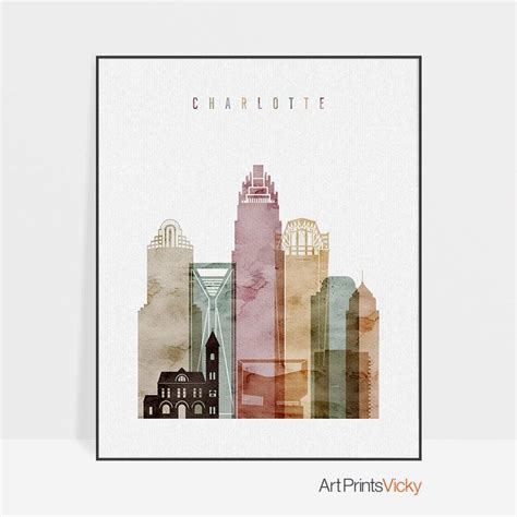 Charlotte Nc, Charlotte Skyline, Charlotte Print, North Carolina, Charlotte, City Prints ...