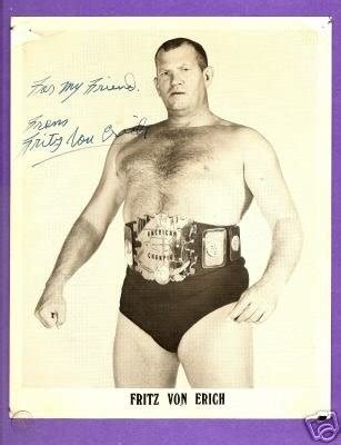 B/W photo Fritz Von Erich wrestling champ autographed | #39004781