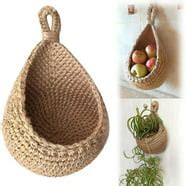 Hanging Wall Vegetable Fruit Baskets, Jute Hanging Basket, Wall Planters, Teardrop Hanging ...
