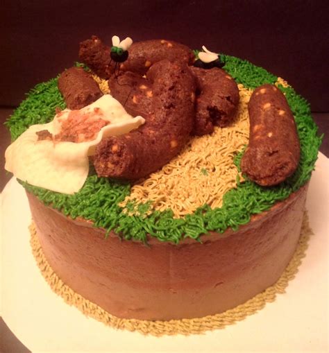 A Joke Cake For A Co Workerpoop Made From Cakebuttercream And Peanut Butter Fondant Flies And ...