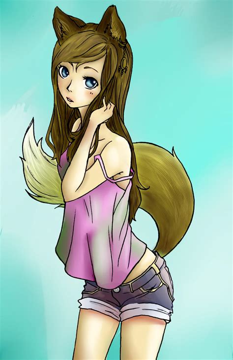 Fox Girl Lineart- Colored by Naomi-Chwan on DeviantArt
