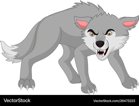 Cartoon angry wolf isolated on white background Vector Image