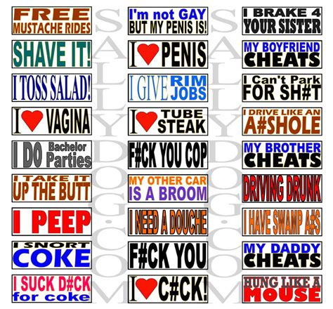 8 MAGNETIC rude BUMPER STICKERS prank funny offensive | eBay