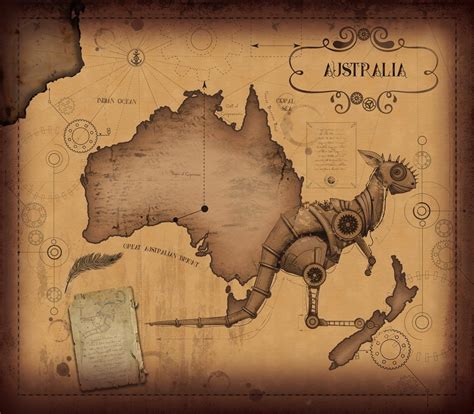 Where in the world are you? Steampunk World Map by Diana Costin ...