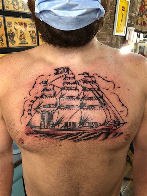 Bad ass pirate ship on my chest. [Done by Clint Vaught, Crescent City ...