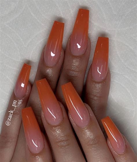 Burnt Orange Ombré | Orange acrylic nails, Fall acrylic nails, Orange ...