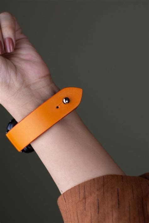 Orange Leather Apple Watch Strap for women – Waji's - Leather Accessories in Pakistan