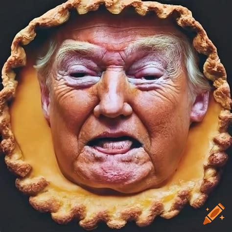 Donald trump's face carved on a pumpkin pie