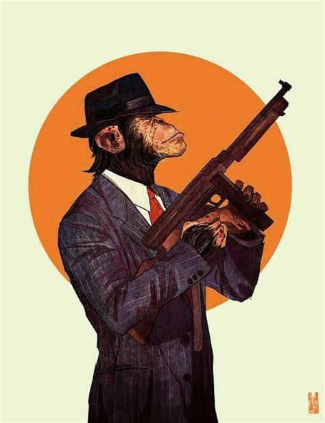 Monkey gangster | Monkey art, Animal art, Illustration