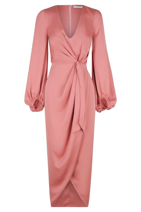 Luxe Tie Front Balloon Sleeve Midi Dress | Rose | Dresses | Shona Joy ...