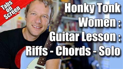 Honky Tonk Women Rolling Stones : Riffs & Guitar Solo : Guitar lesson - YouTube