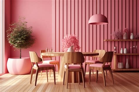 Premium Photo | Modern wood pink dining room professional advertising food photography